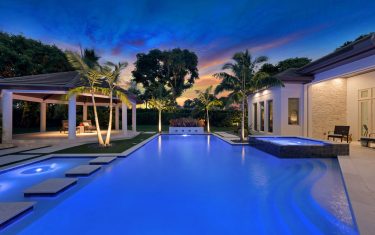 Lykos residential remodel - Pool view at night