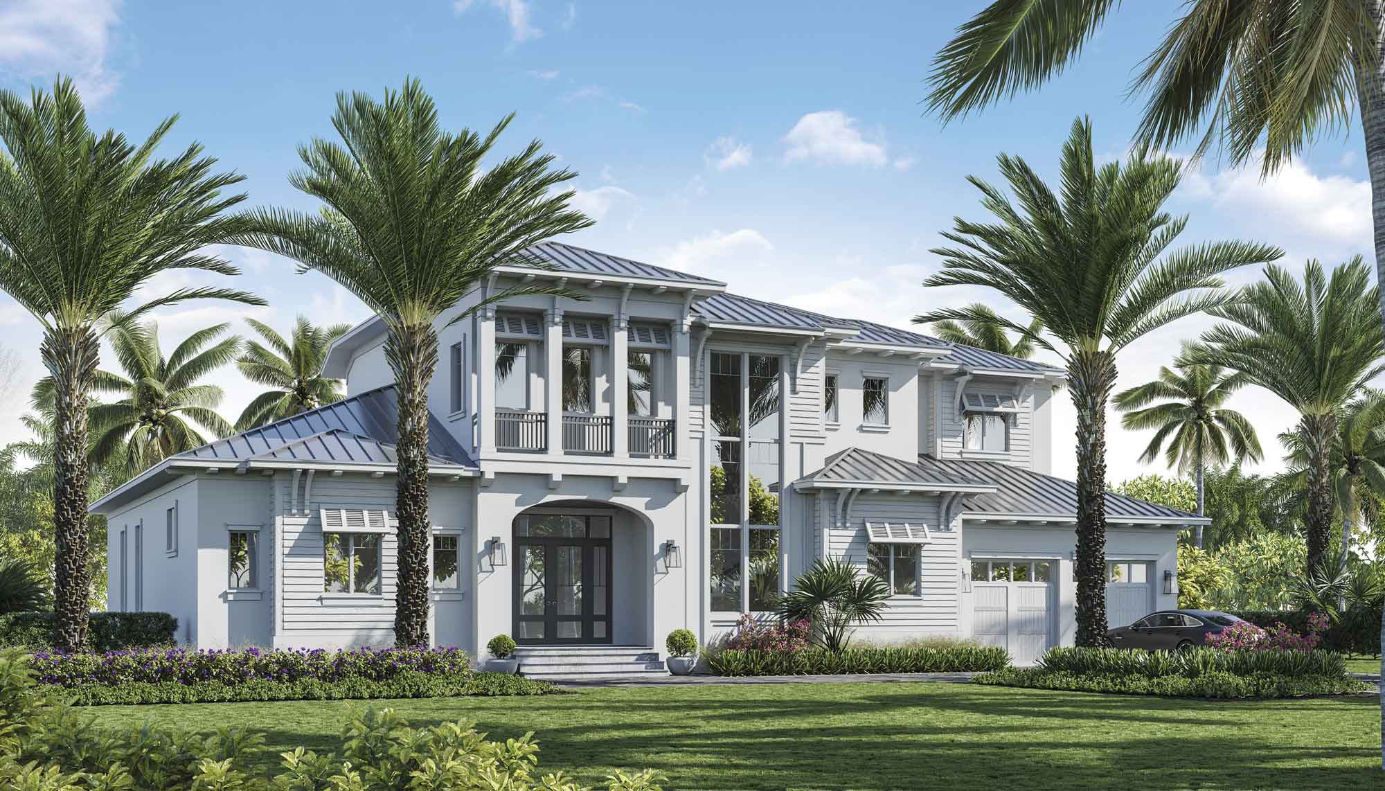 An exterior view of The Lykos Group’s latest Marco Island spec home at 625 Crescent St.